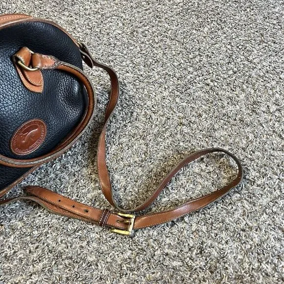 Dooney & Bourke Norfolk Crossbody Bag Handbag Purse Vintage Black Brown Leather - Picture 9 of 12